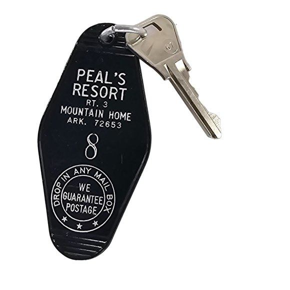 Vintage Peal's Resort Mountain Home Arkansas Hotel Room Key Fob - Picture 1 of 8